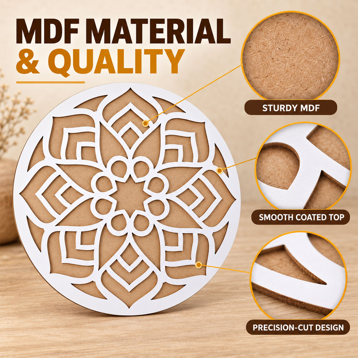 Big Round Rangoli Stencil Board for Home Entrance, Diwali and Festival Decor
