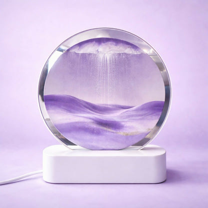 Purple Round Moving Sand Art LED Lamp Decorative Desk Night Light