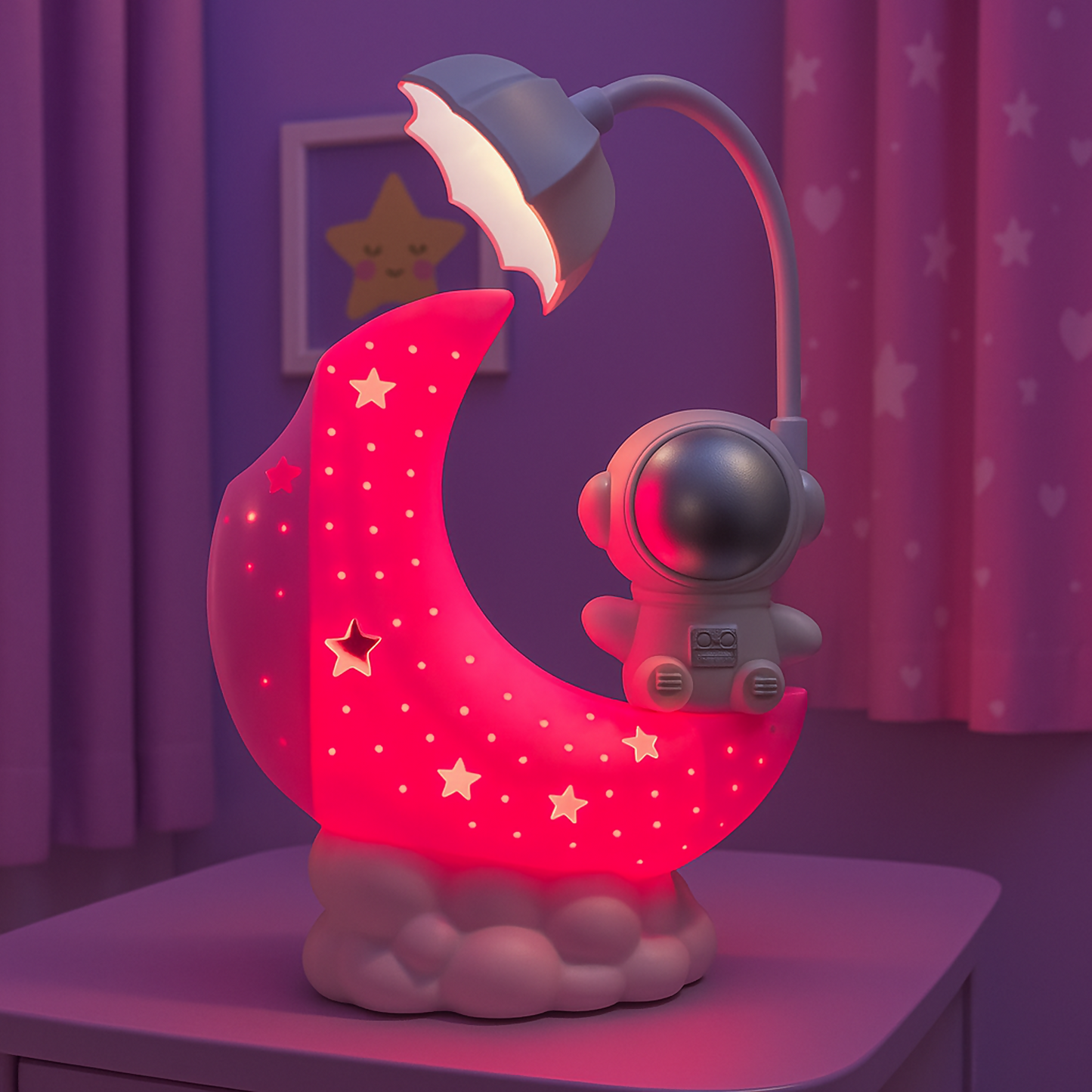 Astronaut Moon LED Night Lamp for Kids Bedroom & Baby Nursery Decor