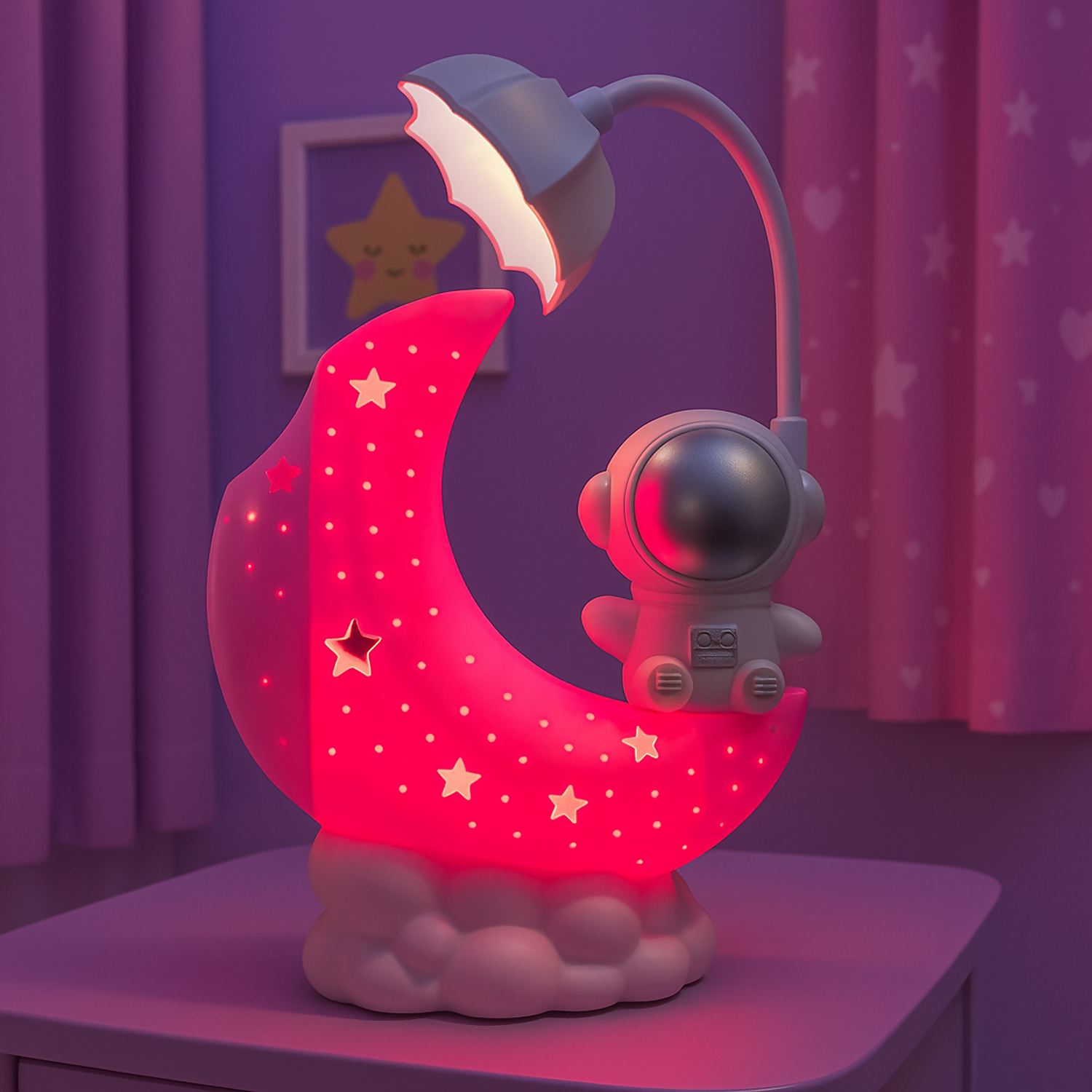 Astronaut Moon LED Night Lamp for Kids Bedroom & Baby Nursery Decor