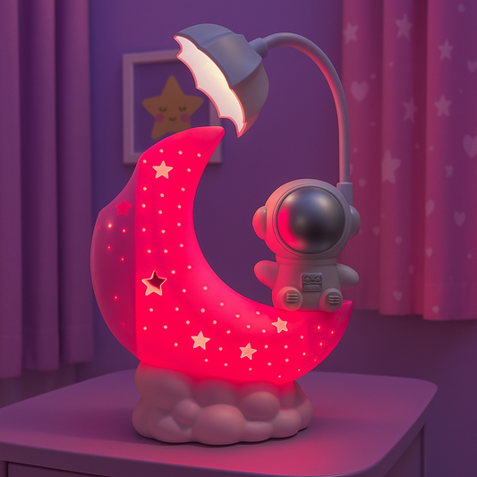 Astronaut Moon LED Night Lamp for Kids Bedroom & Baby Nursery Decor