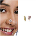Non-Pierced CZ Nath Set – Clip-On Gold, Silver & Rose Gold Combo