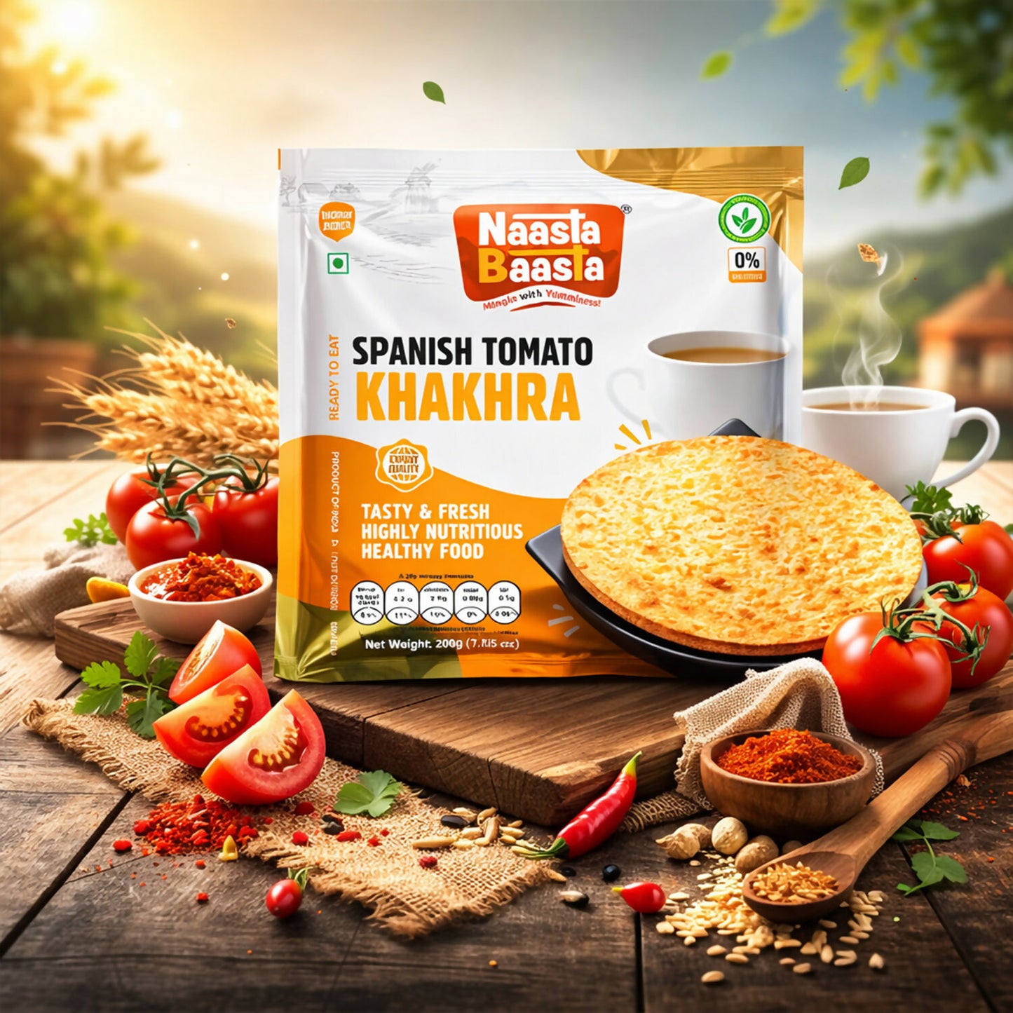 Naasta Baasta Spanish Tomato Khakhra – Tasty & Fresh Highly Nutritious Healthy Food (200Gm)