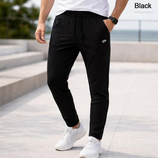 Men's slim fit 4-way stretch sports track pants in blue
