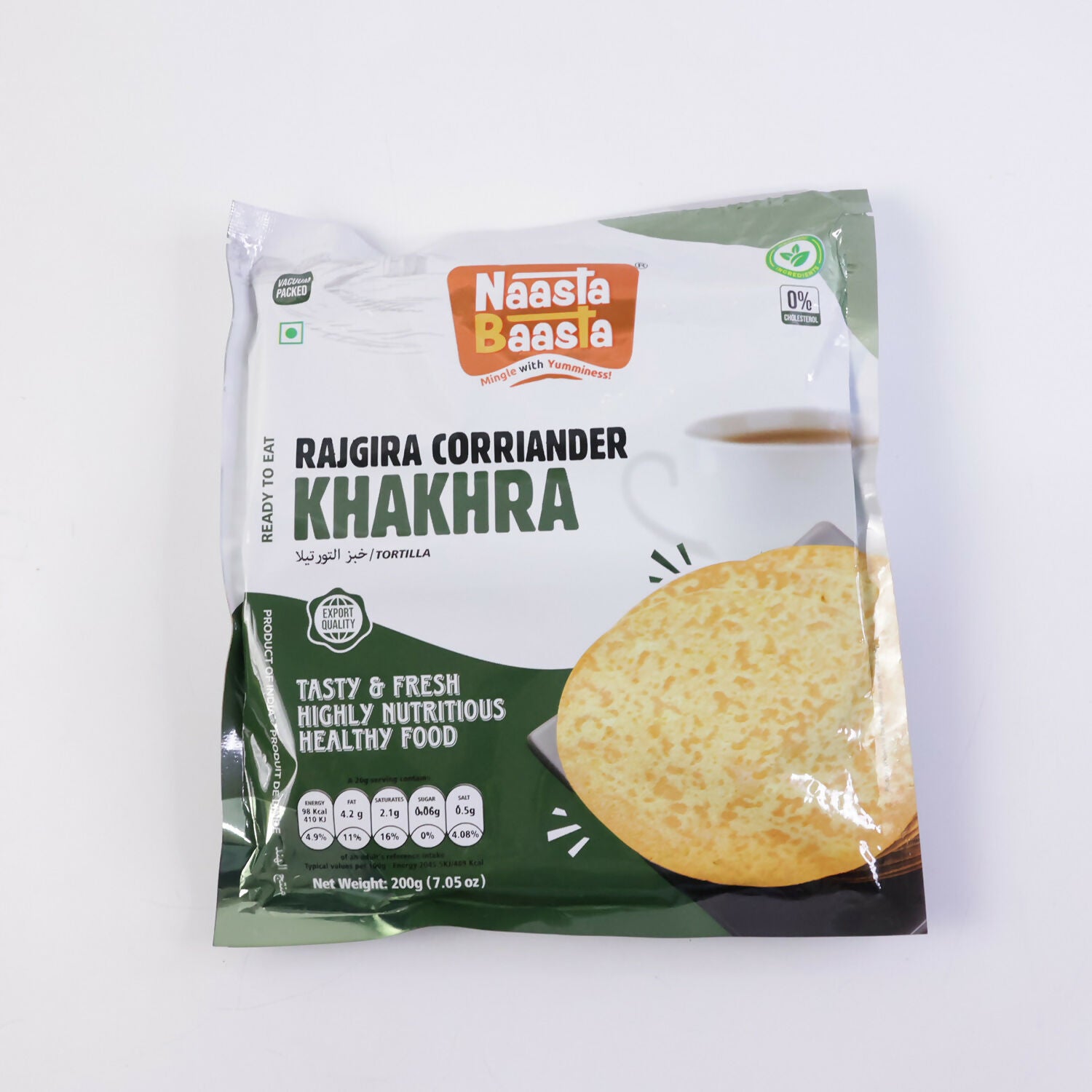 Naasta Baasta Rajgira Coriander Khakhra Gluten Free Ready to Eat Healthy Snack (200gm)