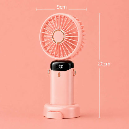 Portable Mini Neck Fan with LED Display & Desk Stand