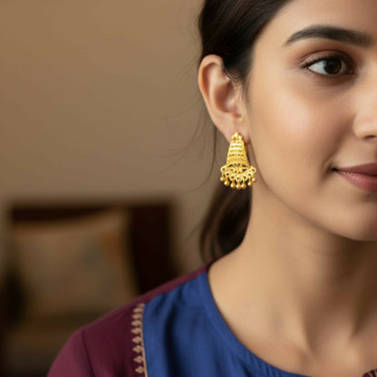 Royal Ethnic Gold Plated Jhumka | Fancy & Stylish Earrings