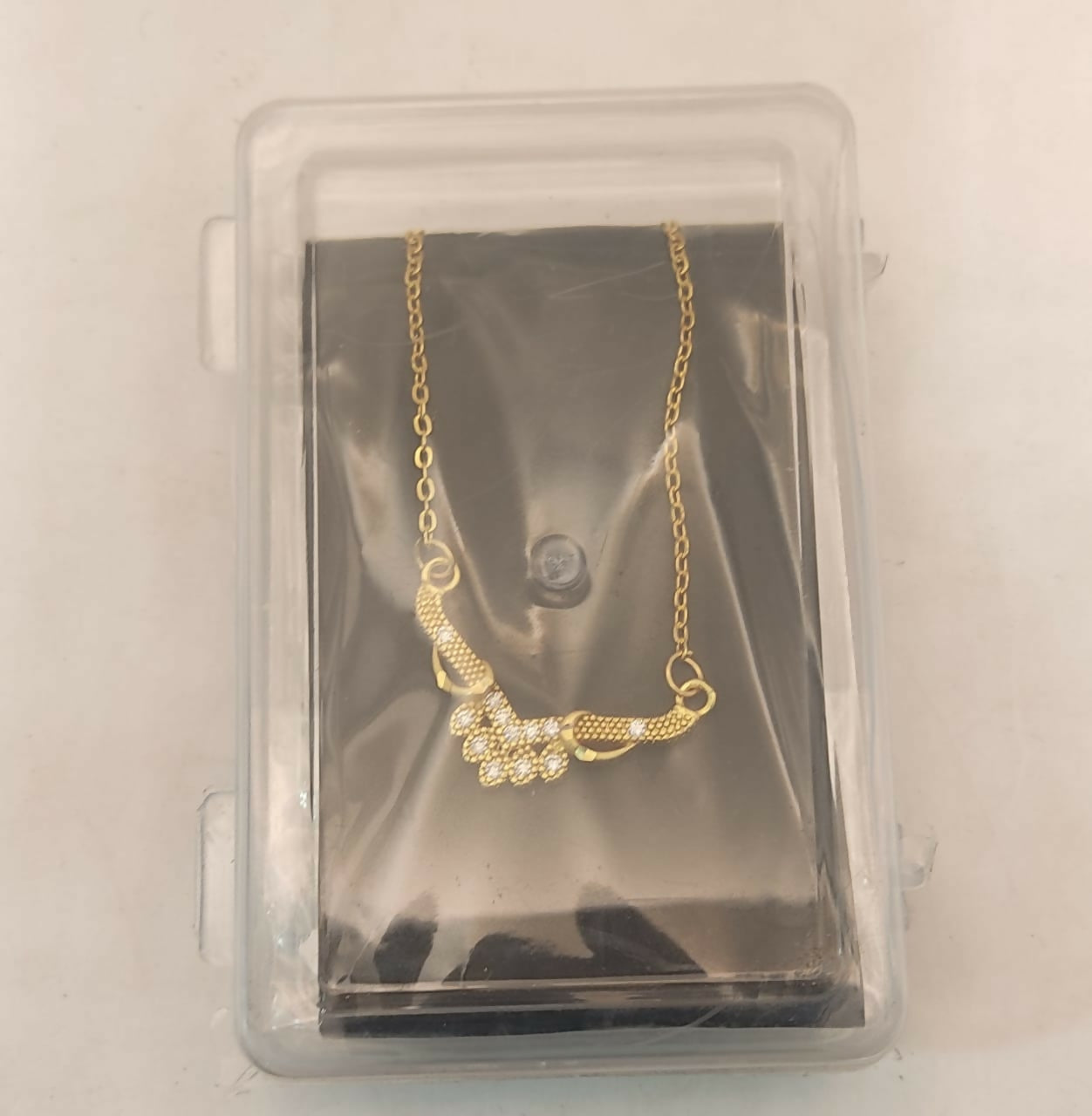 Gold Plated AD Floral Cluster V-Pendant Chain Necklace For women and girls