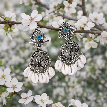 Oxidized Silver Look Tribal Statement Earrings