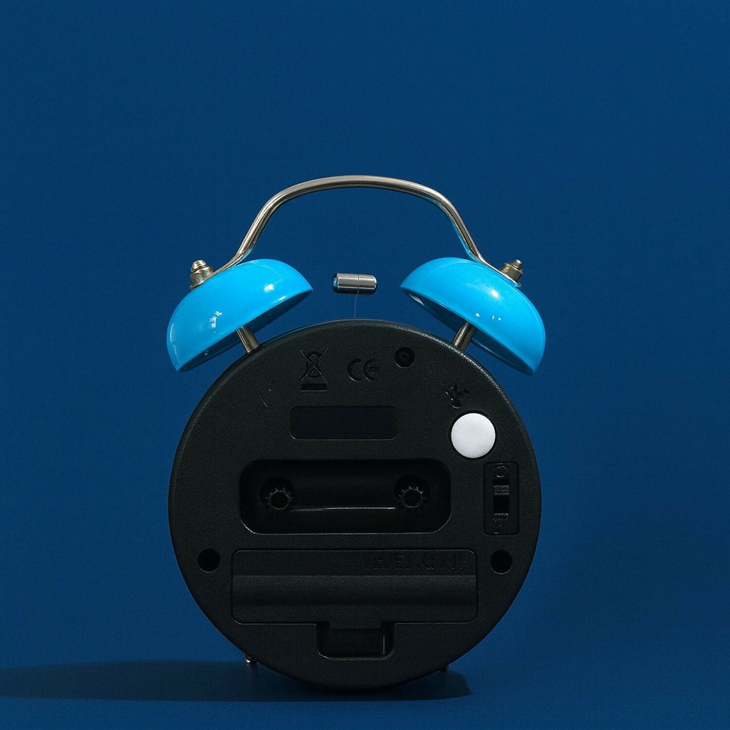 Blue Twin Bell Alarm Clock – Loud Retro Analog Desk Clock with Night Light