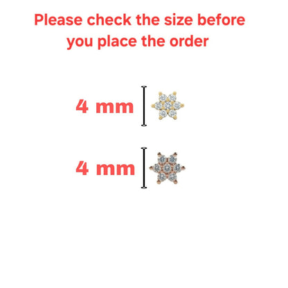 Gold and rosegold plated Crystal Flower Flat Back AD Nosepin Stud Combo Pack of 2