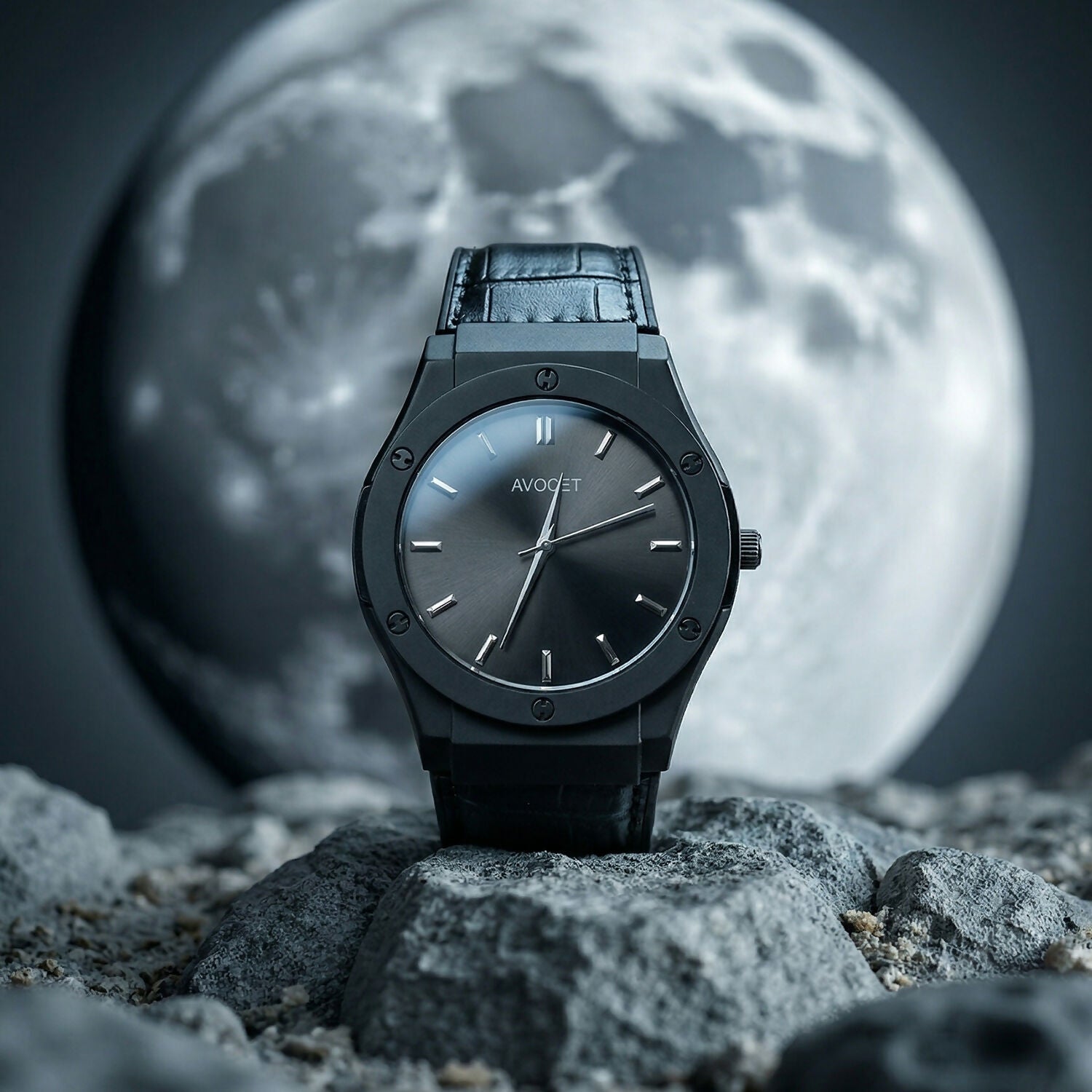 Premium Black Analog Wrist Watch with Classic Leather Strap for Men