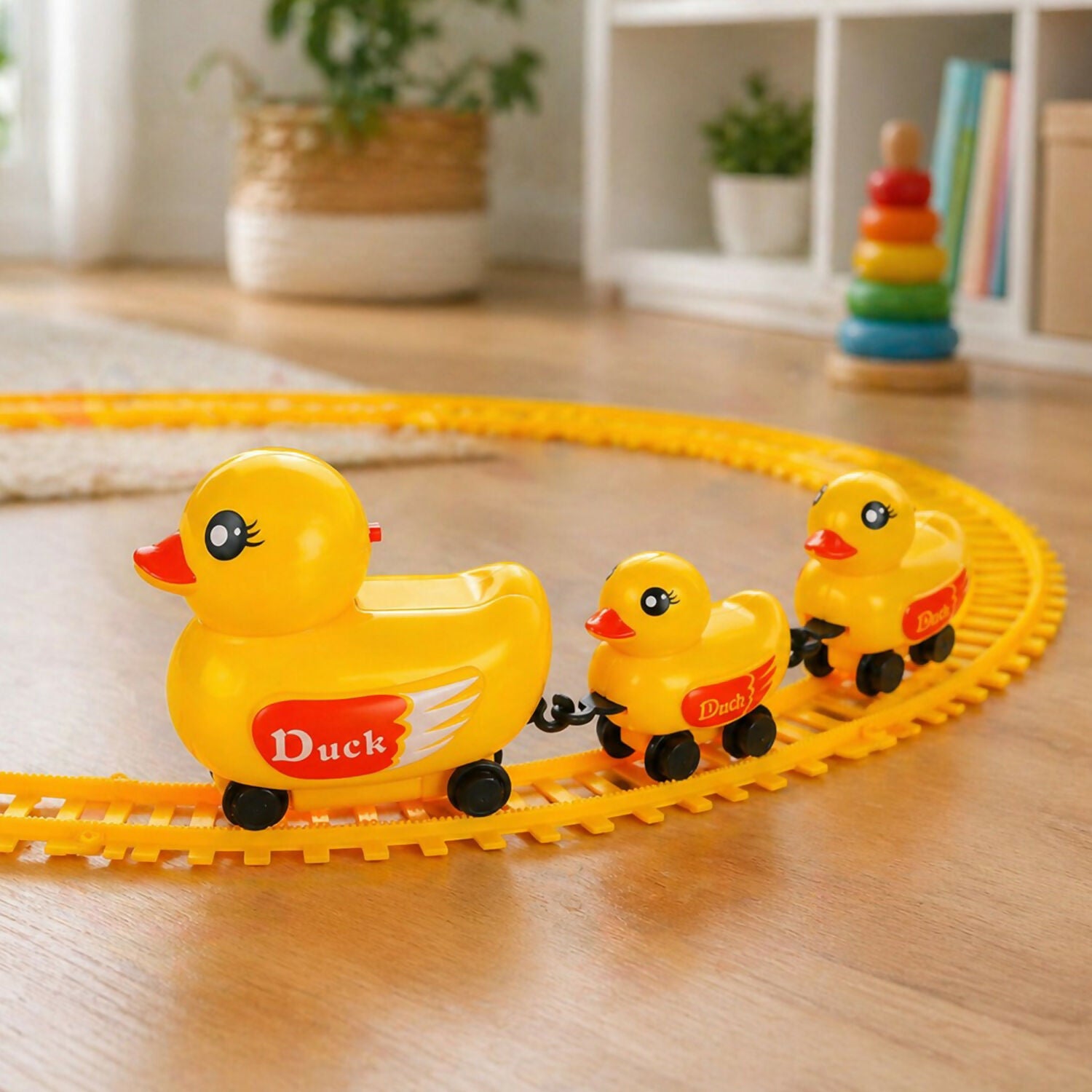 Duck train toy set components