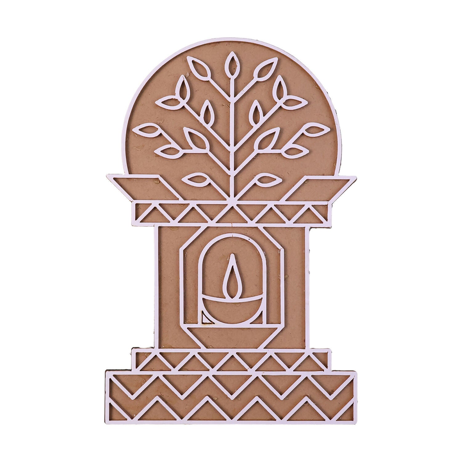 Portable MDF Rangoli Stencil | Diya Tree Design