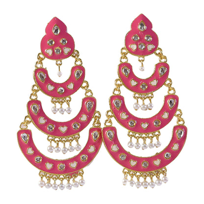 Black chandbali earrings showing multi-layer design
