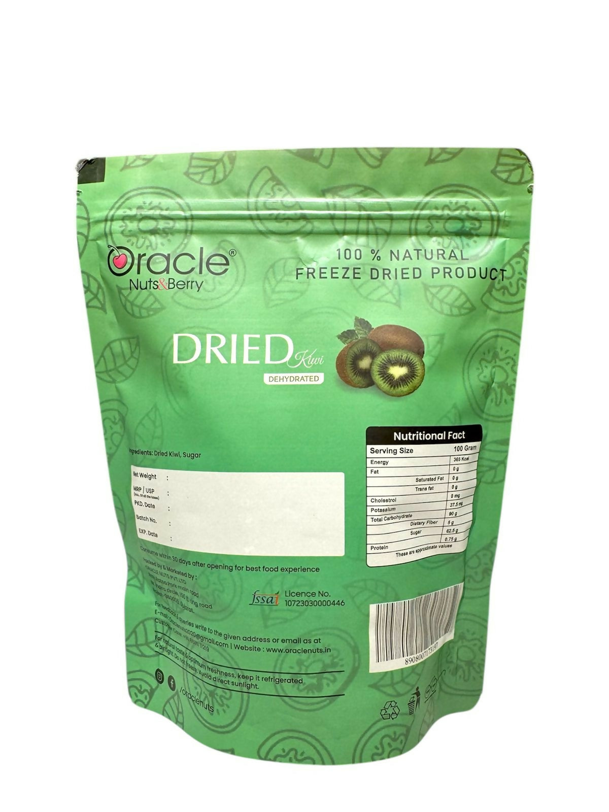 Oracle Dried Kiwi Dehydrated Fruit Snack 250gm Pack Made from Natural Kiwi Slices