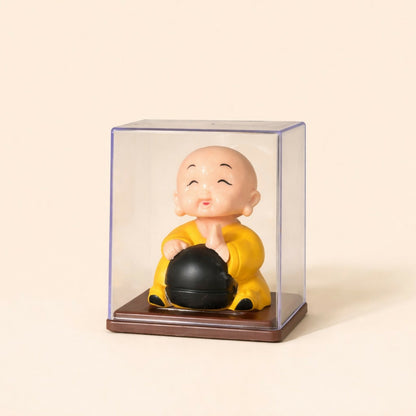 Laughing Buddha Idol in Transparent Display Box for Home & Office Decor (1 PC SOLAR POWERED)