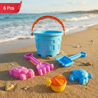 Aditi Kids Beach Sand Toy Set with Bucket, Shovels and Moulds, Safe ABS Plastic Play Set 6PC