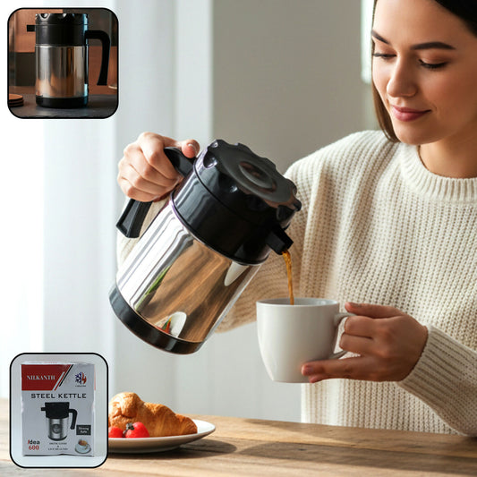 Stainless Steel Insulated Tea & Coffee Kettle with Handle and Pour Spout