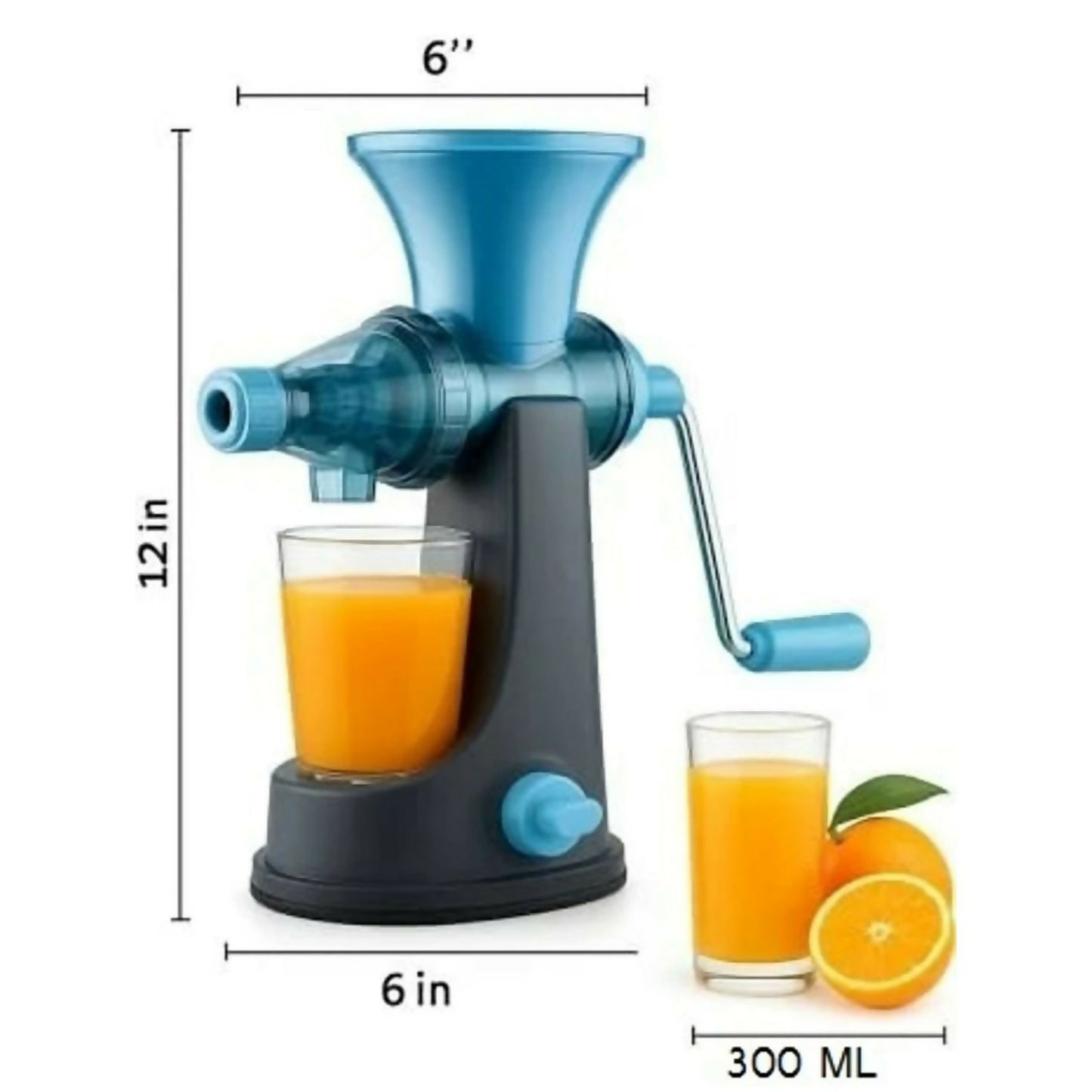 Manual Hand Juicer Machine with Steel Handle and Vacuum Base in blue