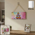 Ganpati Printed Wooden Key Holder – 4 Hooks with Rope Hanging