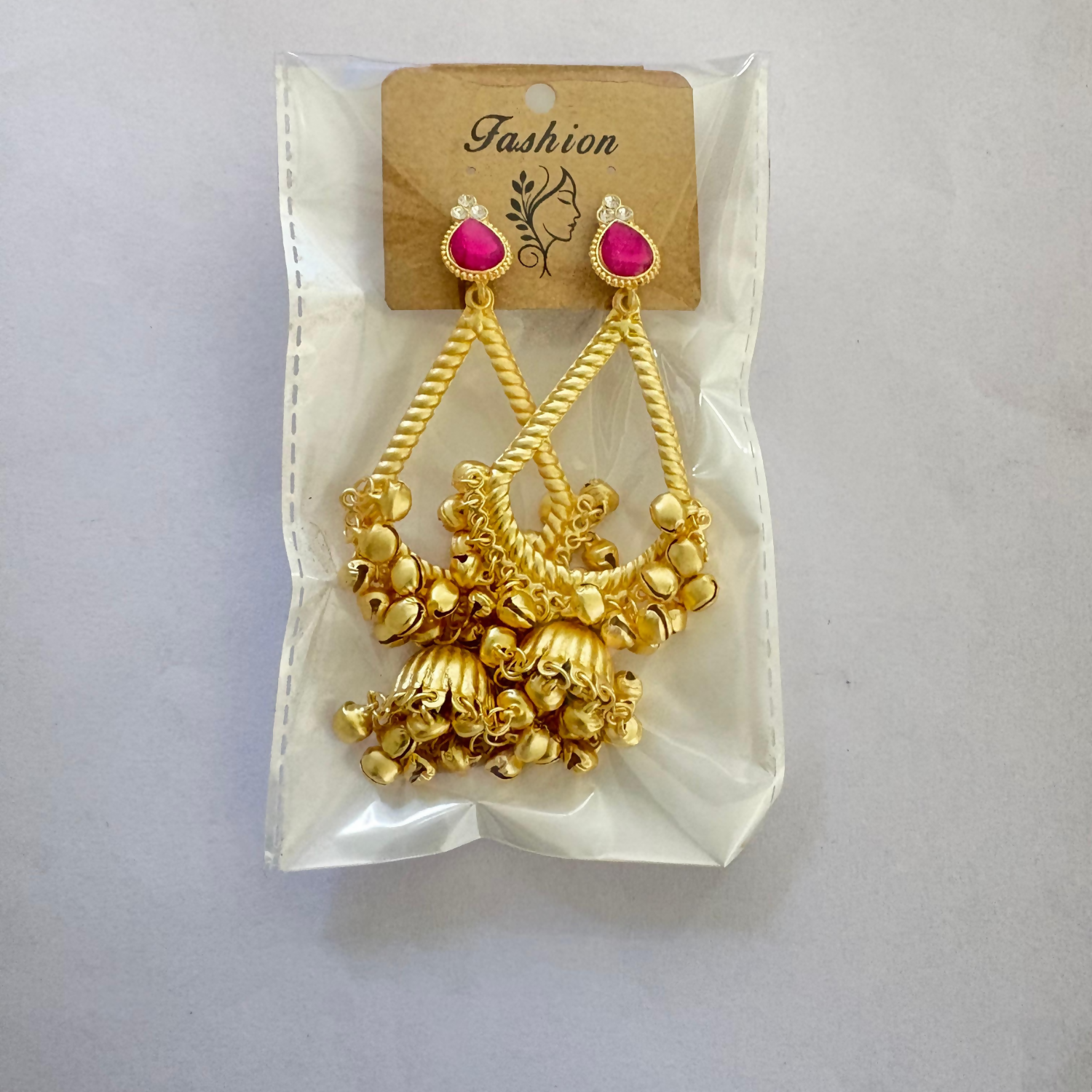 Traditional Kashmiri Inspired Jhumka Drop Earrings with Intricate Bell Detailing