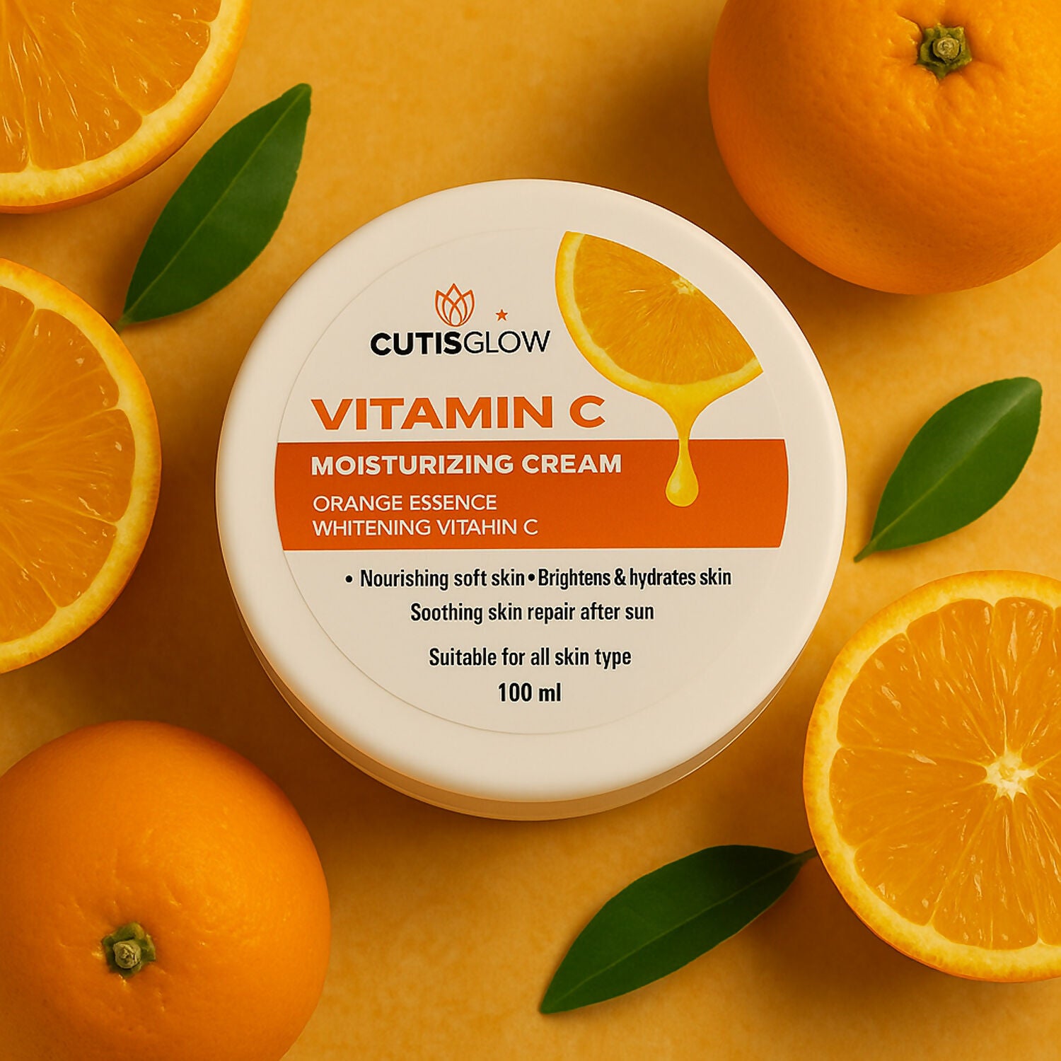 Eyelet Vitamin C Moisturizing Cream – Brightening & Hydrating Cream with Orange Essence for Glowing & Even Skin Tone, Suitable for All Skin Types (100ml)