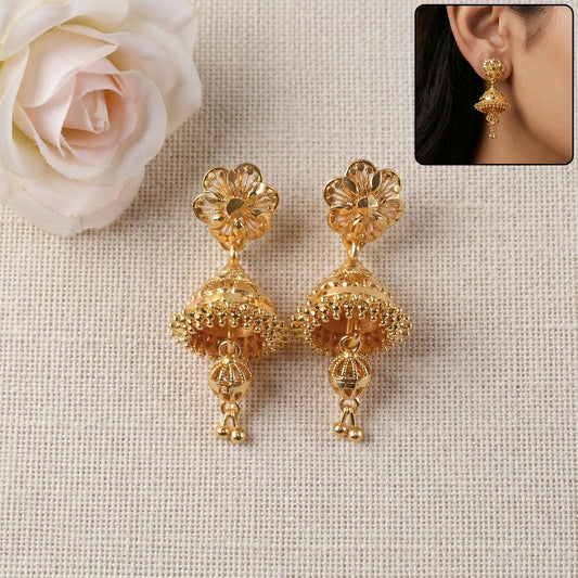 Designer Floral Top Gold Jhumka Earrings – Festive Collection