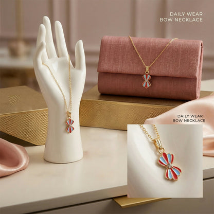 Colorful Enamel Flower Pendant Necklace on Gold Chain