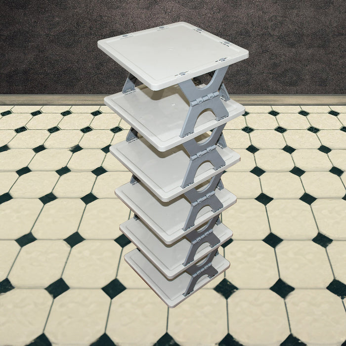 Foldable Shoe Rack (1 Pc, 4/6/8 Layers): Space-Saving, Entryway Storage