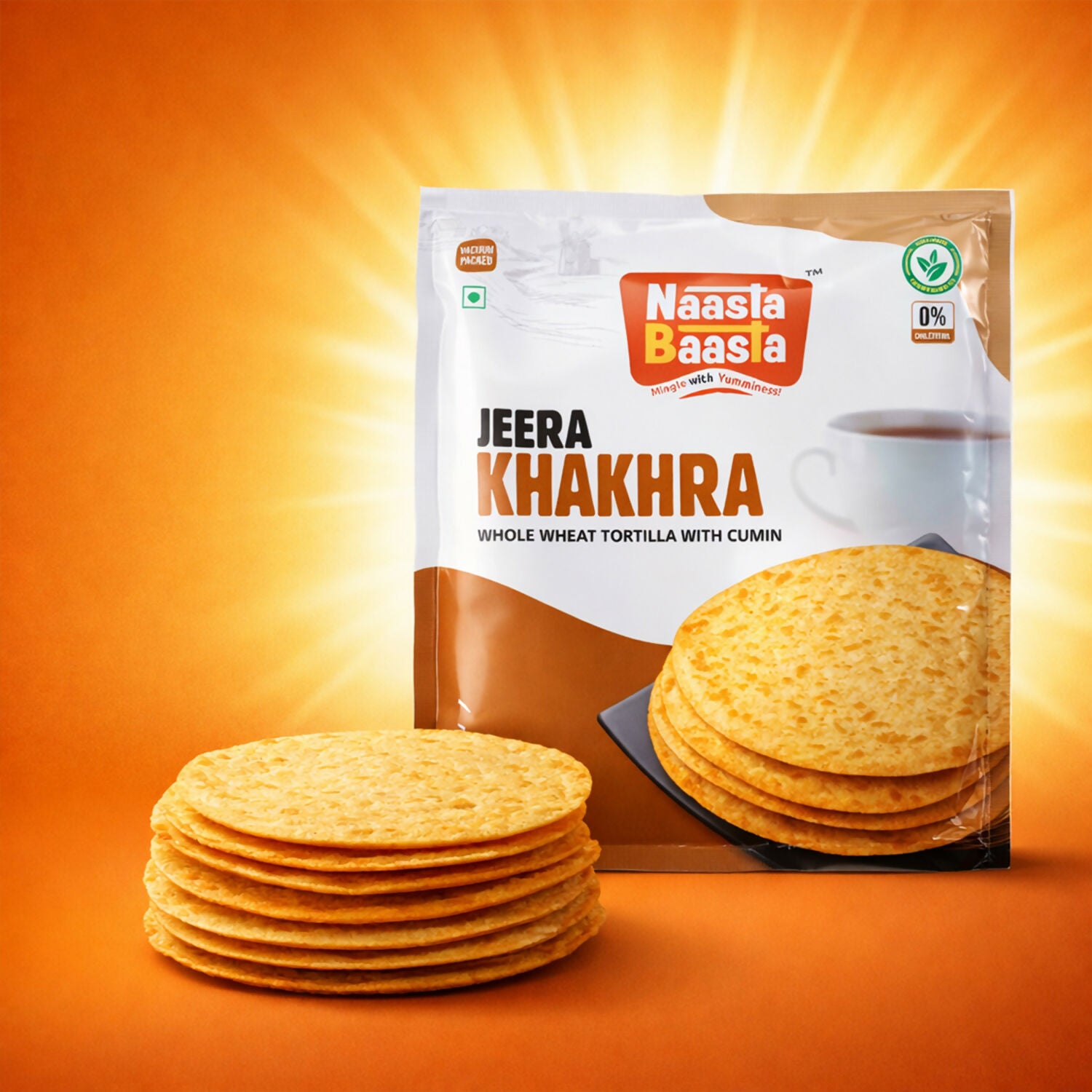 Naasta Baasta Jeera Khakhra Whole Wheat Tortilla with Cumin Crispy & Delicious Ready to Eat Snack(200gm)