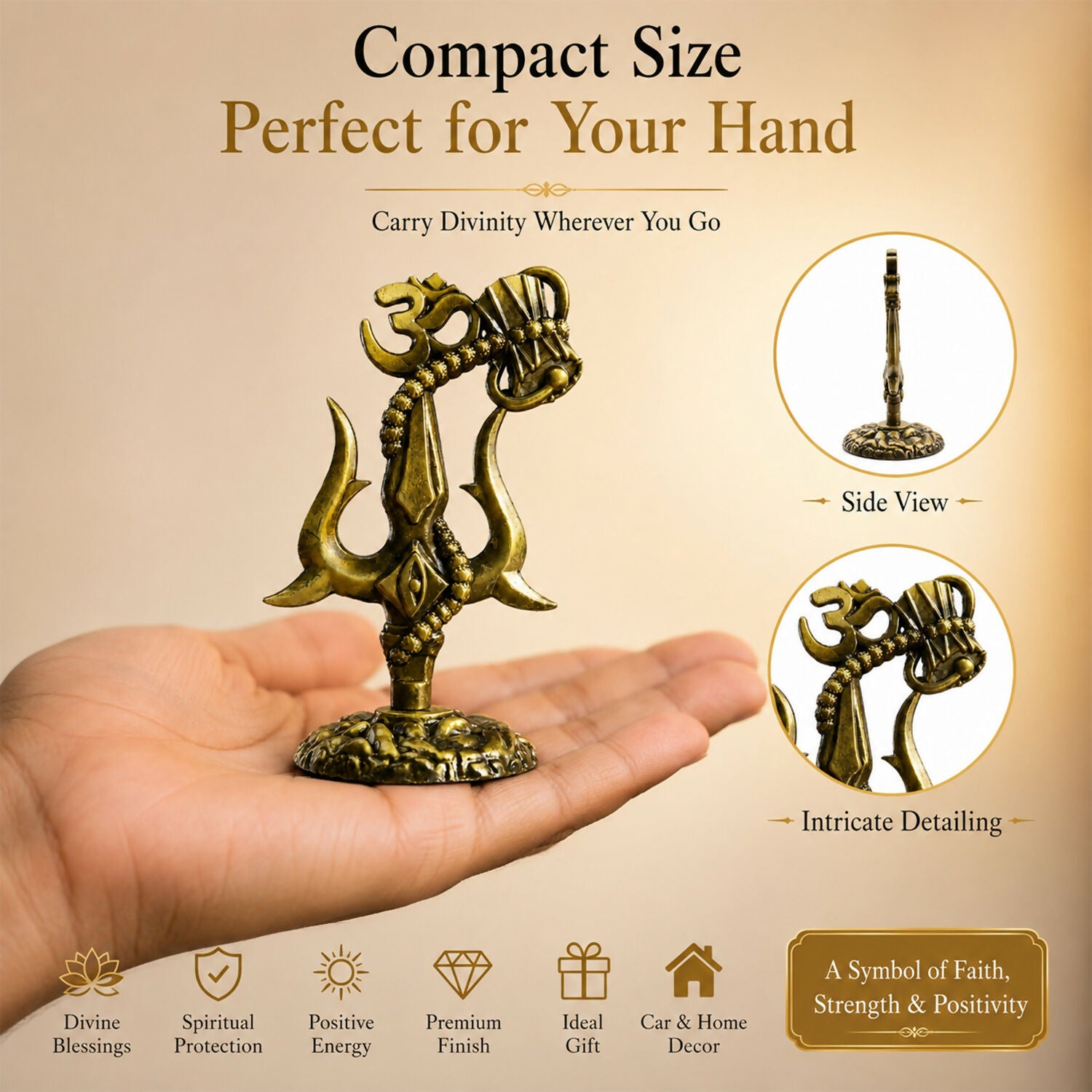 Shiv Trishul with Damru Idol-05