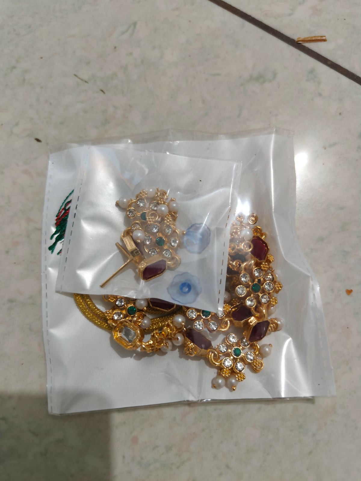 Delicate Gold-Toned Pearl & American Diamond Choker Set