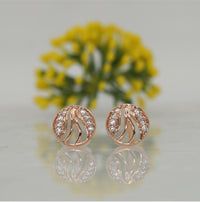 Rose Gold Swirl Stud Earrings with AD Diamonds | Elegant & Modern for women and girls