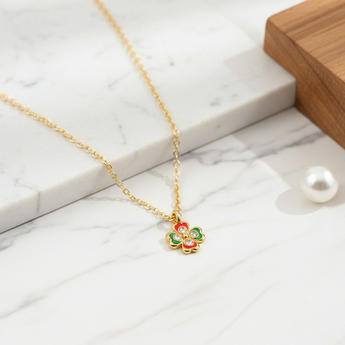 Charming Floral Charm Pendant Necklace with Chain for Women