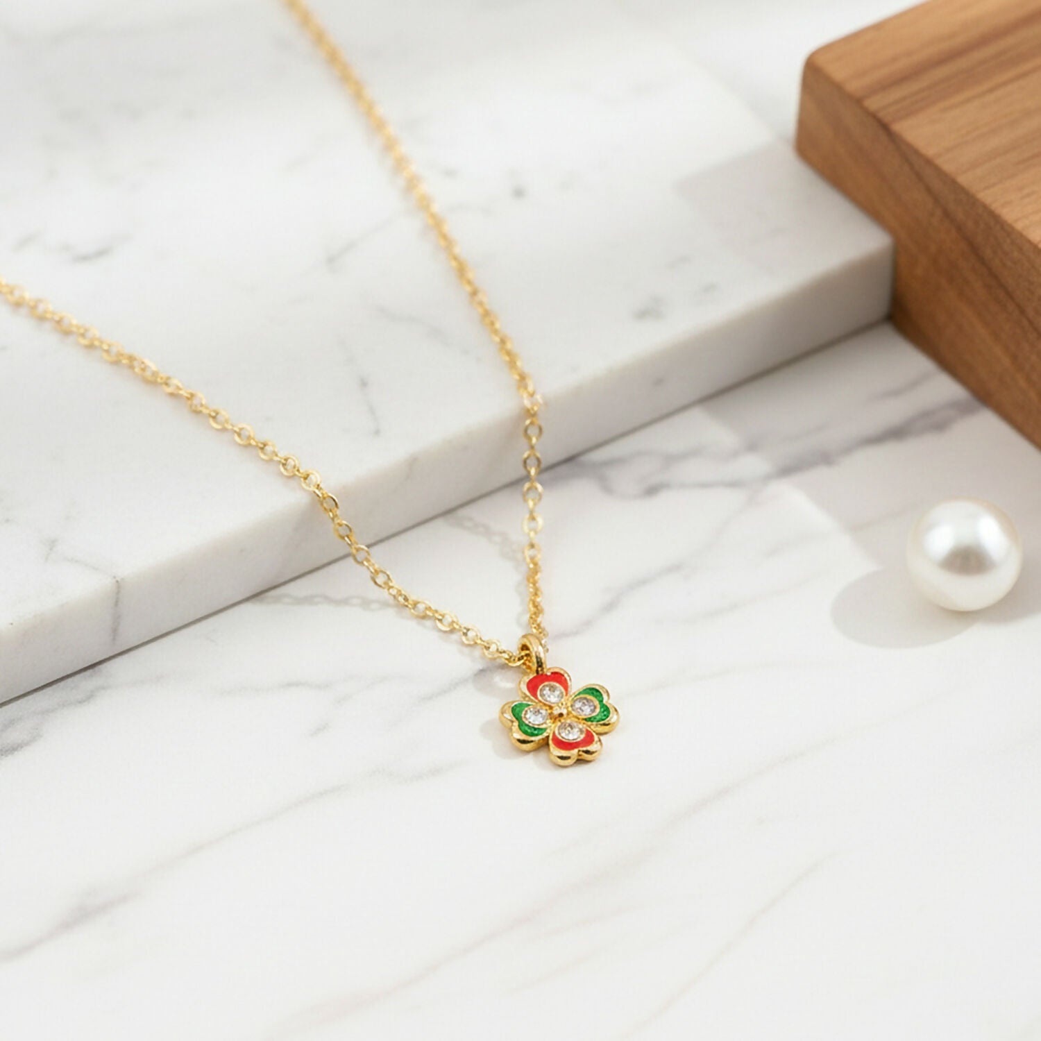 Charming Floral Charm Pendant Necklace with Chain for Women