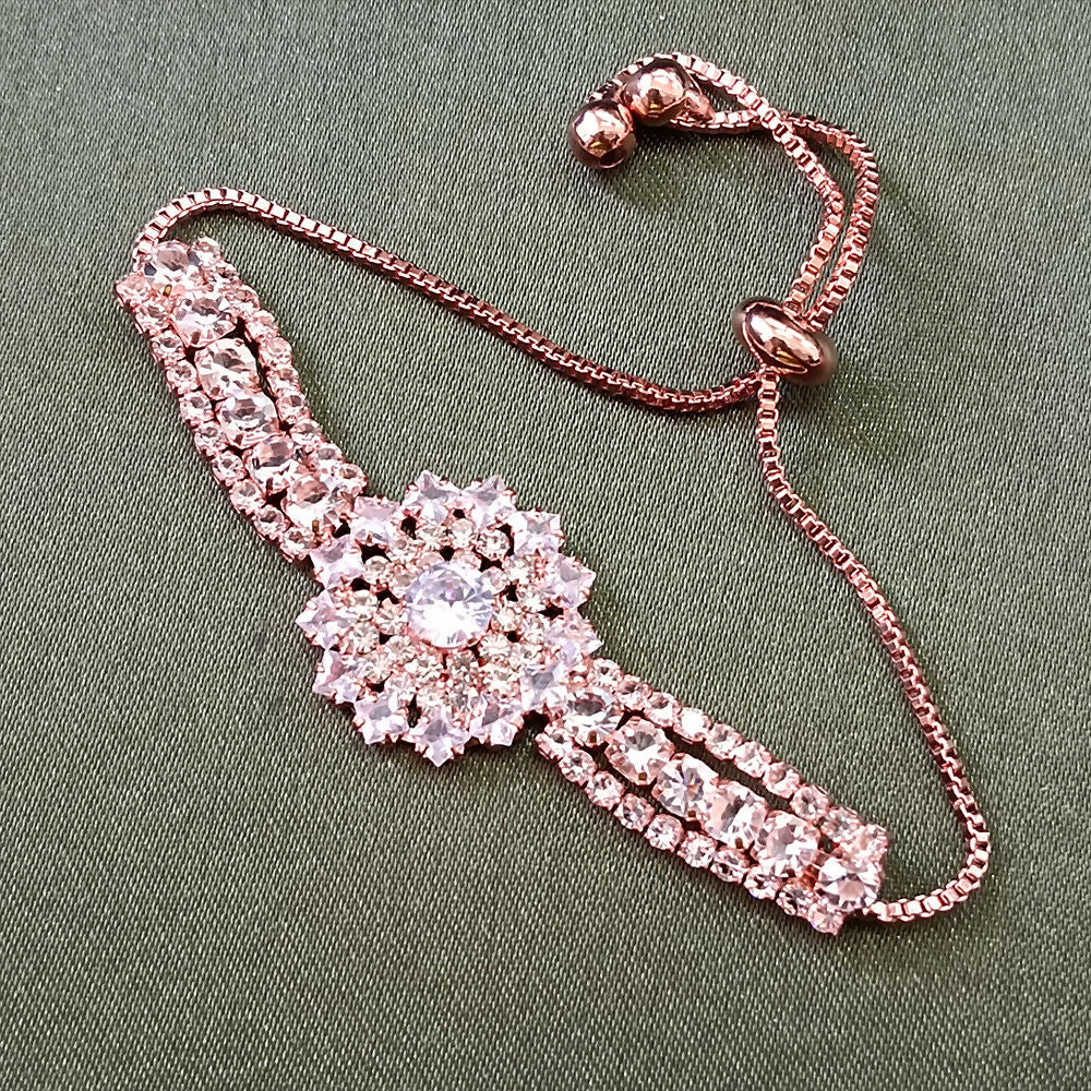 Rose Gold Plated Ad Stone Adjustable Bracelet