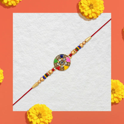 Multicolor Designer Rakhi Floral Embellished Beaded Thread (5pcs)