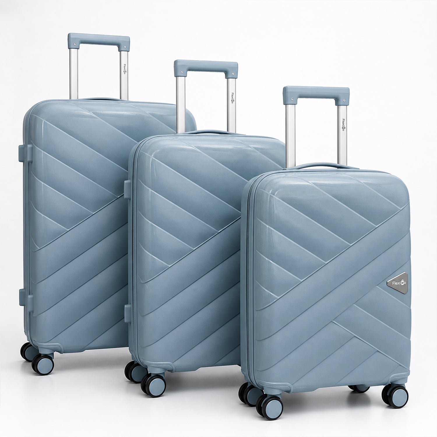 Sky Blue Lightweight Trolley Suitcase with 360° Spinner Wheels & Secure Travel Lock