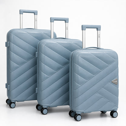 Sky Blue Lightweight Trolley Suitcase with 360° Spinner Wheels & Secure Travel Lock