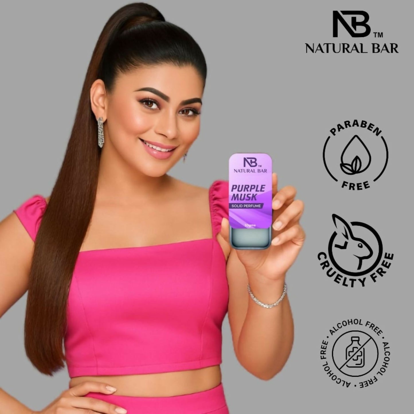 Purple Musk Solid Perfume, Alcohol Free Long Lasting Fragrance for Male and Female (10gms)