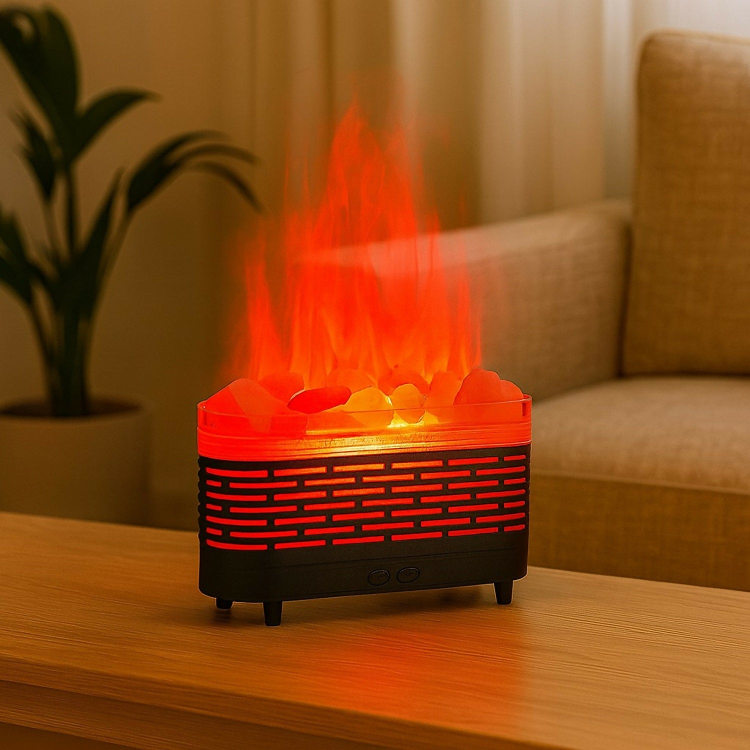 Flame Effect Aroma Diffuser with LED Lights & Humidifier for Home Decor