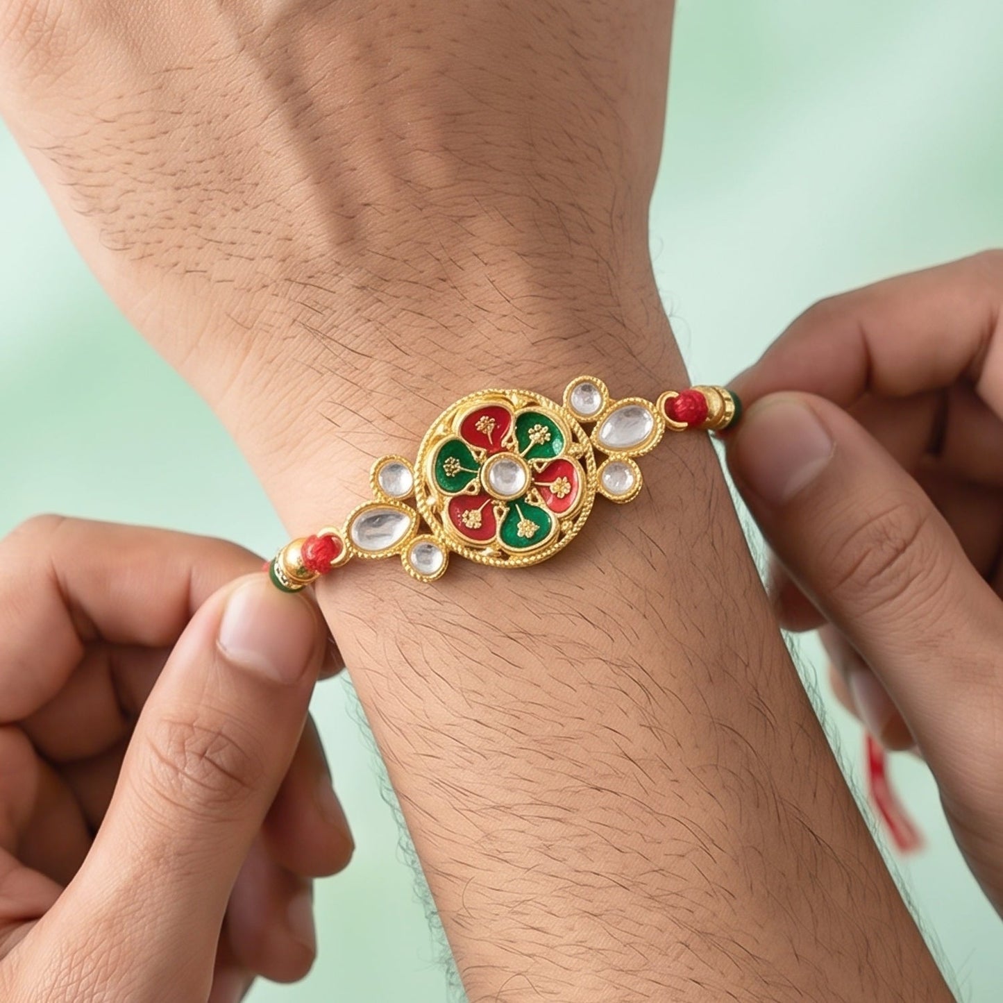 Floral Cluster Stone Designer Rakhi for Brother (5pcs)