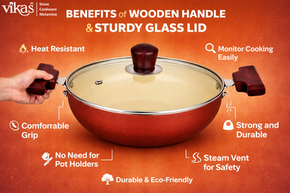 Vikas Ceramic Deep Kadai cooking on stove