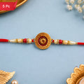 Traditional Round Rakhi with Pearl Beads for Rakshabandhan - Elegant and Festive (5pcs)