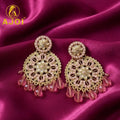 Pink Floral Beaded Earrings – Elegant Traditional Accessories