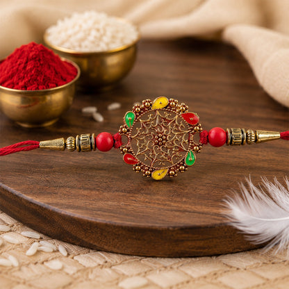 Circular Rakhi with Multicolor Accents, Elegant Raksha Bandhan Gift (10pcs)