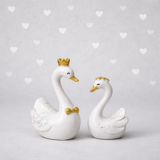 Royal White Swan Couple Love Showpiece – Romantic Home & Bedroom Decor Statue