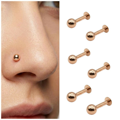 Rose Gold Flat Back Nosepin Laung Koka Nathni combo pack of 6 for women and girls