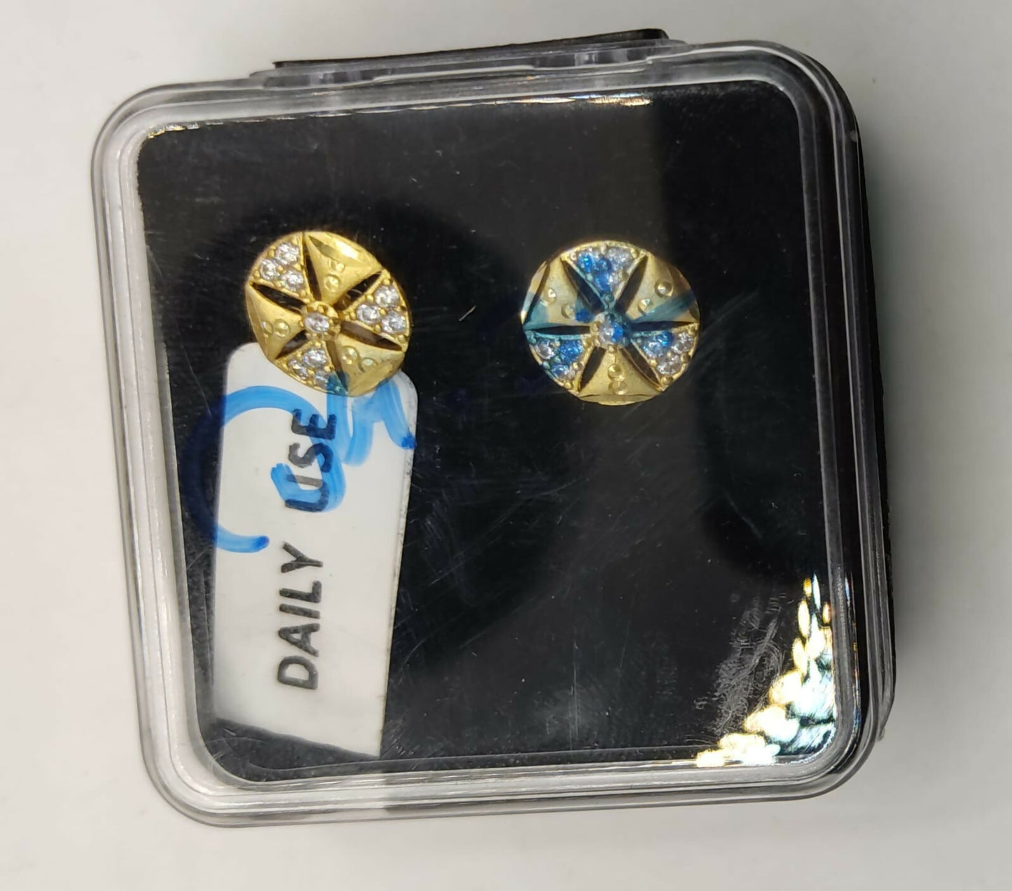 Gold-Plated Diamond-Cut Stud Earringsfor women and girls